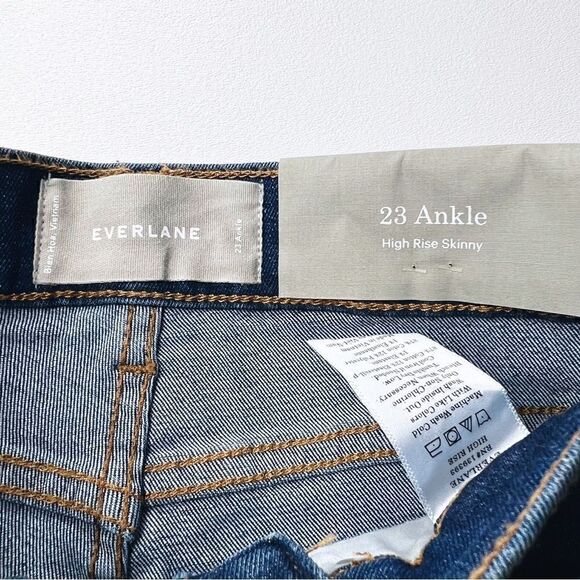 Everlane The Authentic Stretch High Skinny Ankle Jean Dark Blue Wash Size 23 New - Picture 12 of 13